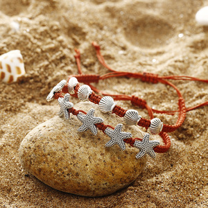 Bracciale con cordoncino intrecciato fatto a mano in macramè alla moda di tartaruga marina Charm Design con diamante per regalo in lega materiale da spiaggia - Product Image 2