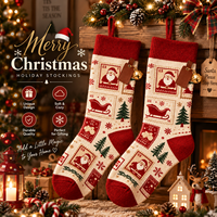 Chaussettes de Noël Vintage Personnalisées pour Femmes et Hommes, Chaussettes en Coton Jacquard Rétro avec Motif Père Noël, Chaussettes Chaudes d'Hiver, Chaussettes Décontractées Originales pour les Fêtes
