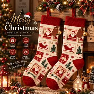 Chaussettes de Noël Vintage Personnalisées pour Femmes et Hommes, Chaussettes en Coton Jacquard Rétro avec Motif Père Noël, Chaussettes Chaudes d'Hiver, Chaussettes Décontractées Originales pour les Fêtes - Product Image 1
