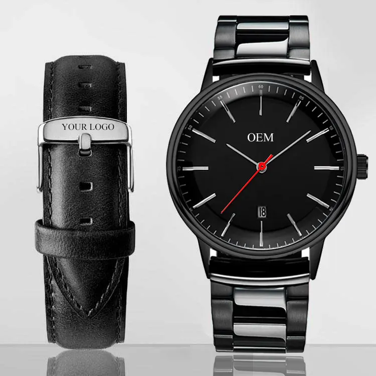 Montre de marque privée pour hommes, bracelet étanche, en acier inoxydable, personnalisé, étanche