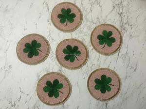 Handmade Classic Style <b>Glass</b> Coaster Custom Lucky Clover Home Decor for Dining <b>Table</b> 5mm Thickness Wholesale - Product Image 3
