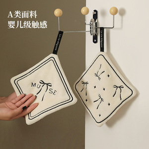 Muse Hand Towel Square Polyester Fiber Thickened Absorbent Kitchen Bath Towel Hangable For Kids - Product Image 2