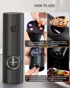 Electric Salt & <b>Pepper</b> <b>Grinder</b> Set Metal Automatic Battery Powered Adjustable Coarseness Eco-Friendly Larger Capacity LED - Product Image 3