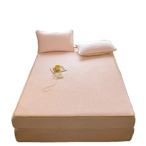 Evler jakarlı pvc kumaş su geçirmez yatak mat koruyucu anti-toz mite 2 yastık ile