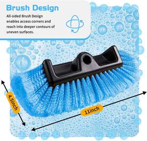 Nettoyeur de voiture en PVC à cinq faces avec manche long, brosse à poils doux et manche extensible - Product Image 5