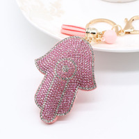 Porte-clés pour femmes, glands en cristal de palmier, strass, style Hamsa fatma, nouvelle mode