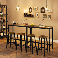 Tables et chaises de bar en bois modernes à usage commercial et domestique Ensemble de tables de bar de luxe à structure métallique