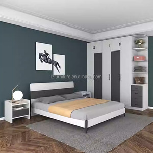 Customizable Affordable Apartment <b>Bedroom</b> Furniture Complete Sets With Wooden Bed Wardrobe TV Catinet Nightstands & <b>Desk</b> Set - Product Image 2