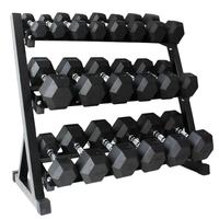 Set Dumbbell Hexagonal Berlapis Karet dengan Pegangan Knurled Krom untuk Gym Rumahan