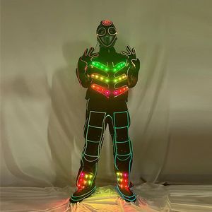 光ファイバーLEDストリップダンスコスチューム 電子発光ステージウェア ナイトクラブ バー パーティー用 蛍光ダンスウェア - Product Image 1