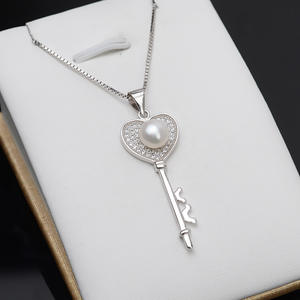 Wenchi Colgante de Plata S925 con Forma de Corazón para 6-7 Perlas, Accesorios DIY Sencillos para Colgar, Componentes de Joyería con Soporte Vacío - Product Image 3