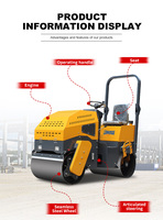 Compacteur vibrant à double roue électrique CE 1500 kg avec moteur EPA, démarrage électrique, Huade Hydraulic, Corée du Sud, Philippines, Algérie