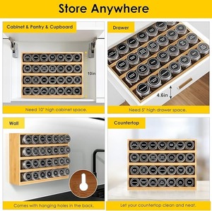 Countertop or <b>Wall</b> Mount Bamboo Hanging Shelf for Drawer Cabinet Kitchen Countertop <b>Wall</b> Mount Bamboo <b>Spice</b> <b>Rack</b> Organizer - Product Image 5