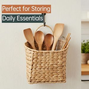 Set <span class=keywords><strong>di</strong></span> 2 Cesti Portaoggetti da Parete in Giacinto d'Acqua Naturale Intrecciato, Stile Rustico per Casa <span class=keywords><strong>di</strong></span> Campagna, per Fiori, Posta, Piante - Product Image 5