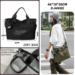 2 in 1 Logo kustom tahan air tiga warna nilon uniseks dompet koin Bolso tas tangan latihan kebugaran tas selempang bahu bepergian - Product Image 5
