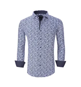 OEM/ODM camisas hombre Men's long sleeve wholesale shirt peach skin printed shirt custom dress shirt supplier