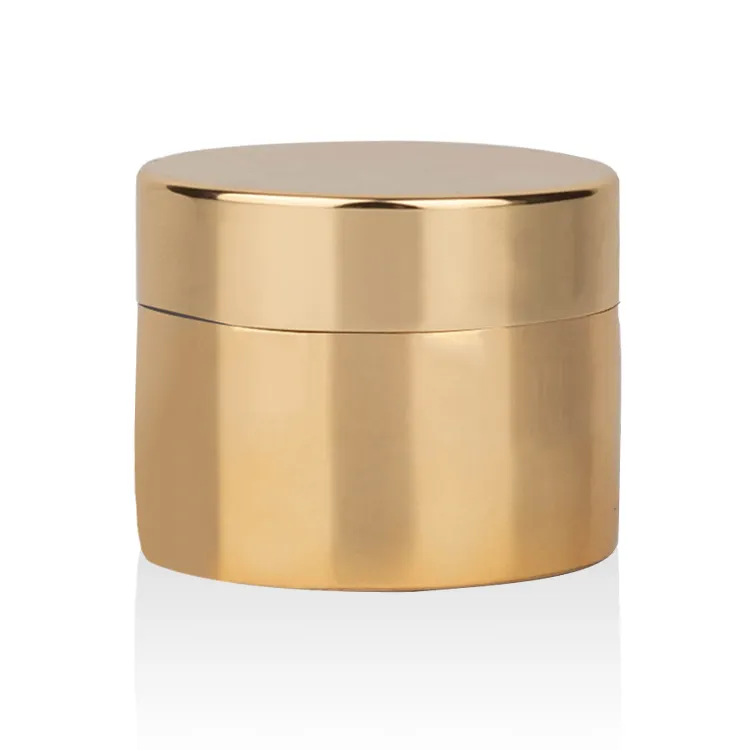 Frasco de vidro para máscara facial e creme de cuidados com a pele com logotipo personalizado, frasco luxuoso dourado com tampas, embalagem de cosméticos para impressão de 50g, melhor embalagem de alumínio