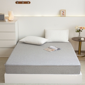 Sábana Ajustable Acolchada de Jersey de Algodón 120x200cm 150x200cm 180x200cm 200x220cm Antiácaros para Cama de Bebé, Color Sólido - Product Image 2