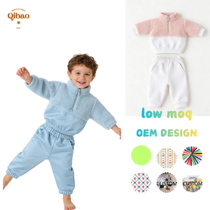 Ensemble <span class=keywords><strong>2</strong></span> pièces en <span class=keywords><strong>polaire</strong></span> <span class=keywords><strong>sherpa</strong></span> pour bébés garçons et filles, <span class=keywords><strong>sweat</strong></span>-shirt à demi-<span class=keywords><strong>zip</strong></span> et pantalon, couleurs contrastées, tenues chaudes d'hiver pour tout-petits - Product Image 1