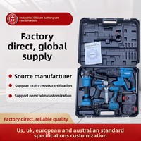 Perceuse à percussion industrielle sans fil haute puissance, ensemble de quatre marteaux électriques sans balais rechargeables, burin réversible, vitesse réglable
