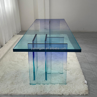 Modische Farb blockierung Transparenter Acryl Esstisch Art Design Farbverlauf Farbe Acryl Langer Schreibtisch Acryl Tische für Party