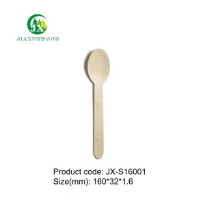 Biodegradable Utensils Decorative Disposable Cutlery Round Wooden Spoon 160mm Price