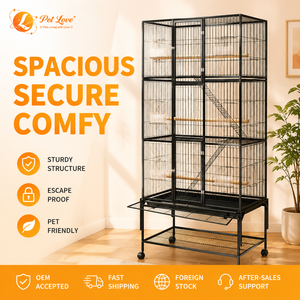 Jaula Moderna de Lujo <span class=keywords><strong>Grande</strong></span> de Metal con Diseño Abierto, Casa de Cría de Loros de Hierro Fundido con Ruedas en el Techo para Guacamayos, Cacatúas y Periquitos, Plástico - Product Image 1