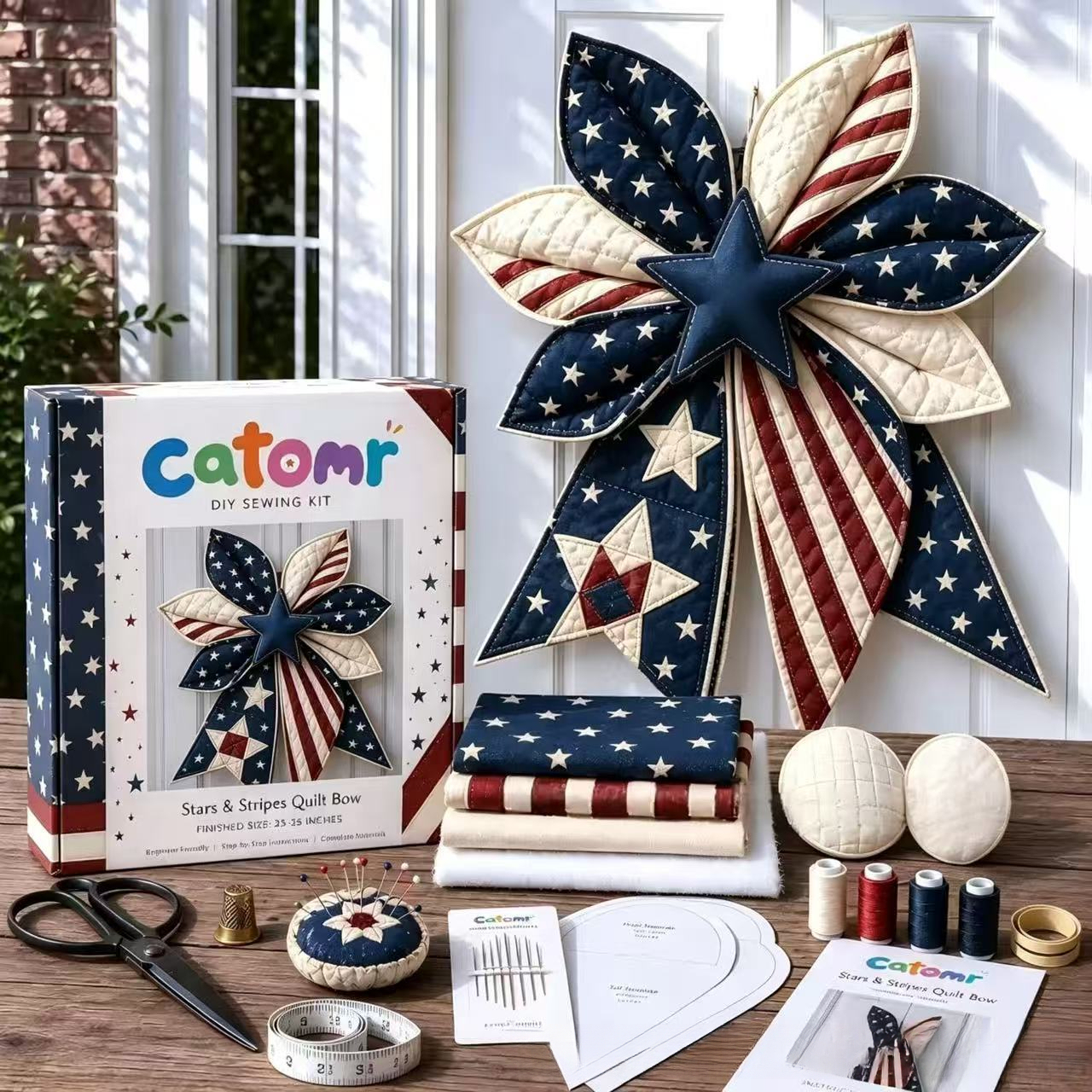 Multicolor Patchwork Bow-Stars