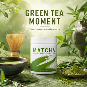 Poudre de thé matcha biologique, complément alimentaire pur en fibres pour adultes, favorisant le métabolisme et la détoxification, certifié ISO HALAL, durée de conservation de 24 mois - Product Image 4