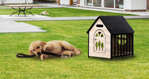 Nuova cuccia ecologica in legno per animali domestici con porta e chiavistello per casa per cani al coperto in inverno, estate e primavera - Product Image 6