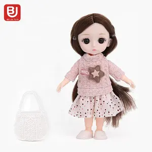 Belle poupée commune de 6 pouces 3D vrai oeil avec articulations mobile meilleur cadeau pour les jouets de filles