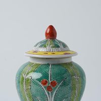 Pot à gingembre vintage chinois en porcelaine Famille Rose à motif chou, fait main, avec couvercle, en céramique, pour décoration de table et d'intérieur