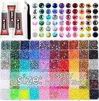 Kit Rhinestone Bling SS6 SS10 SS16, Permata Wajah untuk Festival, Rhinestone Flatback Jelly AB 3mm untuk DIY Gelas dan Tumbler