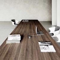 Grande table de conférence moderne en bois avec panneau mélaminé pour bureau, école, hôpital, design luxueux, prise électrique, forme carrée