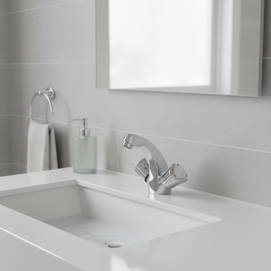 Grifos de Lavabo de Baño Modernos de Latón Sin Plomo, Monomando, Montaje en Cubierta, Distancia entre Ejes de 4 Pulgadas, Pulido, Antiarañazos, Agua Caliente/Fría - Product Image 3