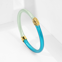 Bracelet en PVC brillant à deux tons avec boucle en alliage, bijoux à la mode pour femmes, cadeau d'anniversaire