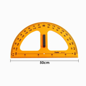 Foska màu vàng mạnh mẽ nhựa 180 ° rõ ràng quy mô lớn thước đo góc với một xử lý thoải mái cho giảng dạy hình học toán học và soạn thảo - Product Image 2