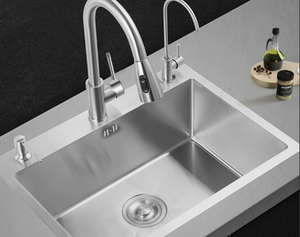 Évier de cuisine anti-condensation en acier inoxydable 304, cuve simple, fond enduit, finition satinée brossée, design moderne, facile à nettoyer - Product Image 2