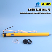 AM35-6/28-MEL-PZ Tuya Zigbee Motorized Roller Blinds Shutter Motor Tabung 35mm A-OK Paduan Aluminium Mewah Senyap untuk Ruang Tamu
