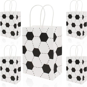 Sacchetti regalo regalo in <span class=keywords><strong>carta</strong></span> Kraft bianca con impugnatura stampa calcio regalo regalo regalo regalo per caramelle per decorazioni per feste - Product Image 1