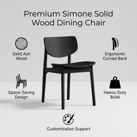Chaise de salle à manger moderne en bois massif noir mat, style nordique minimaliste, chaise d'appoint en bois pour restaurant, café, salle à manger