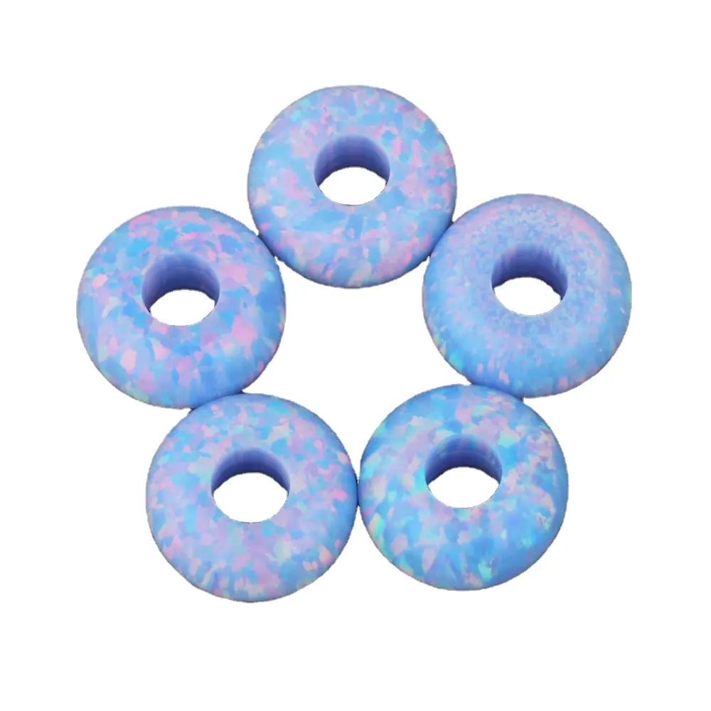 Op26 màu xanh tổng hợp Opal hạt tổng hợp Opal Châu Âu Hạt trang sức lỏng rondelle