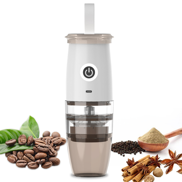 Portable 150ml Electric Stainless Steel Coffee Grinder with Adjustable USB Rechargeable for Household Hotel Outdoor Use
