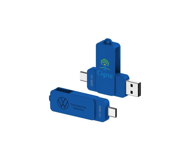 Custom Logo Printing 2 in 1 Type C Otg Pendrive 4GB 8GB 32GB 16GB 64GB 128GB Swivel Usb Flash Drive Plasti Usb Flash Memory 3.0
