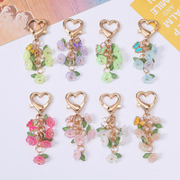 Vente en gros usine Nouveau porte-clés en émail avec fleur d'orchidée papillon et perle, breloque de sac à main style frais, bijoux assortis pour meilleures amies