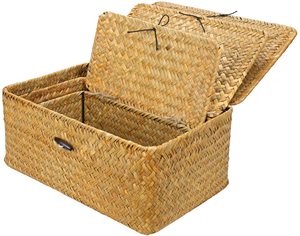 Bán buôn Hot Bán nhỏ dệt wicker lưu trữ thùng với nắp chất lượng cao tự nhiên cỏ biển lưu trữ giỏ với nắp - Product Image 5
