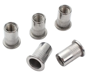 Tuerca de remache SS304 Tuerca de remache de cabeza plana de acero inoxidable Tuerca de remache de cabeza plana de grano recto chapada en zinc métrica/imperial moleteada - Product Image 6