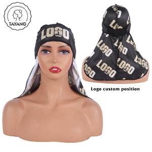 Durags pour hommes en velours imprimé nuages, avec motifs graphiques de luxe et logo personnalisé, à queue courte - Product Image 6