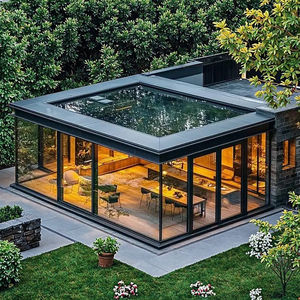 Profilé d'extrusion d'aluminium préfabriqué moderne en verre pour maison de jardin adossé à un solarium préfabriqué pour hôtels appartements à plat incliné - Product Image 2