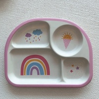 Assiettes en mélamine pour bébé de 8,5 pouces, personnalisées, écologiques, en fibre de bambou, avec compartiments, logo personnalisé, design de dessin animé, vente en gros, pour enfants